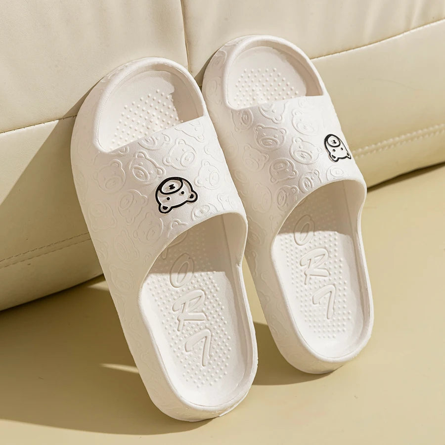 Women's Slippers Printting Cute Bear Cartoon Sandals Summer Indoor Soft Wear-resistant Anti-slip Lightness Couple Leisure Shoes