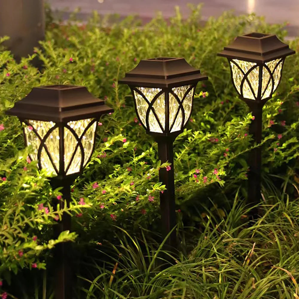 2pcs LED Solar Lawn Lights Outdoor Waterproof Garden Pathway Lamps Warm Light for Villa Courtyard Landscape Decoration Miflame