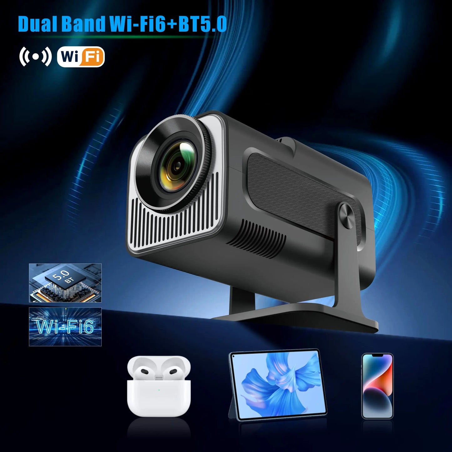 4K Projector HY320 mini Android 11 Dual Wifi6 BT5.0 Allwinner H713 720P Portable Home Outdoor Cinema Smart Projectors Movie
