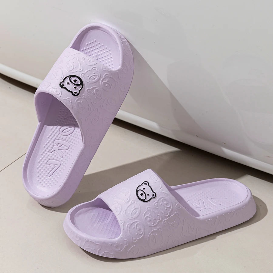 Women's Slippers Printting Cute Bear Cartoon Sandals Summer Indoor Soft Wear-resistant Anti-slip Lightness Couple Leisure Shoes