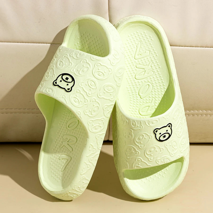 Women's Slippers Printting Cute Bear Cartoon Sandals Summer Indoor Soft Wear-resistant Anti-slip Lightness Couple Leisure Shoes