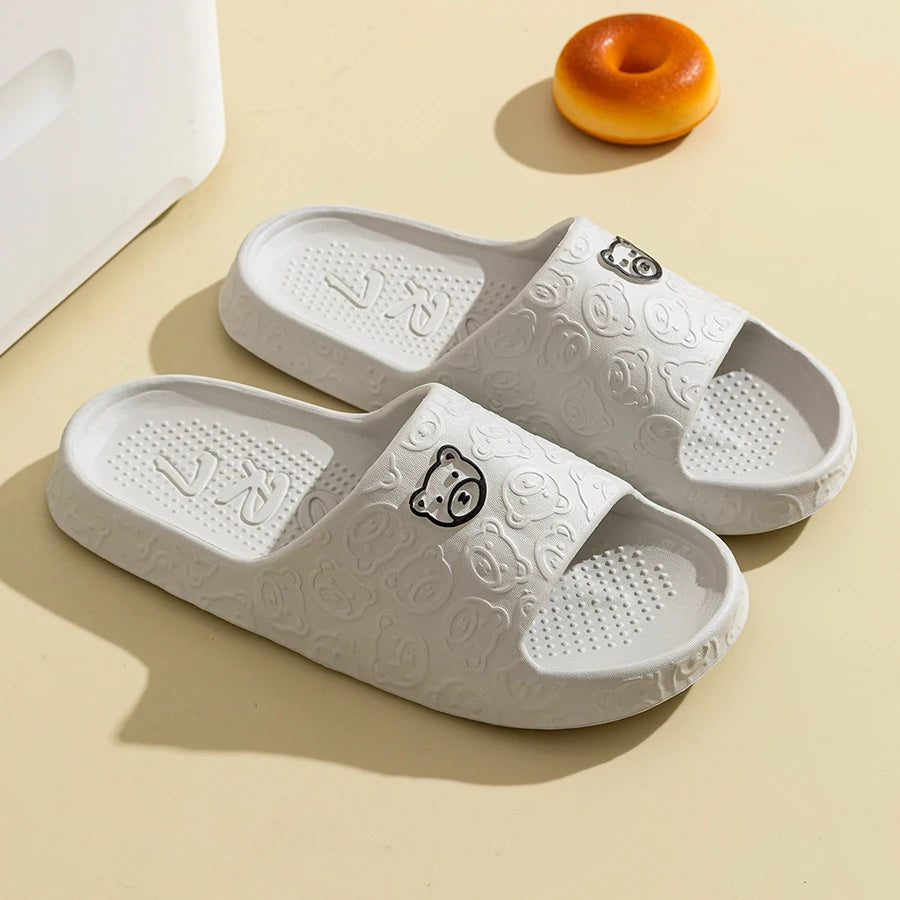 Women's Slippers Printting Cute Bear Cartoon Sandals Summer Indoor Soft Wear-resistant Anti-slip Lightness Couple Leisure Shoes