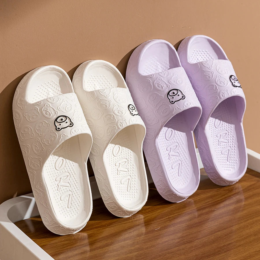 Women's Slippers Printting Cute Bear Cartoon Sandals Summer Indoor Soft Wear-resistant Anti-slip Lightness Couple Leisure Shoes
