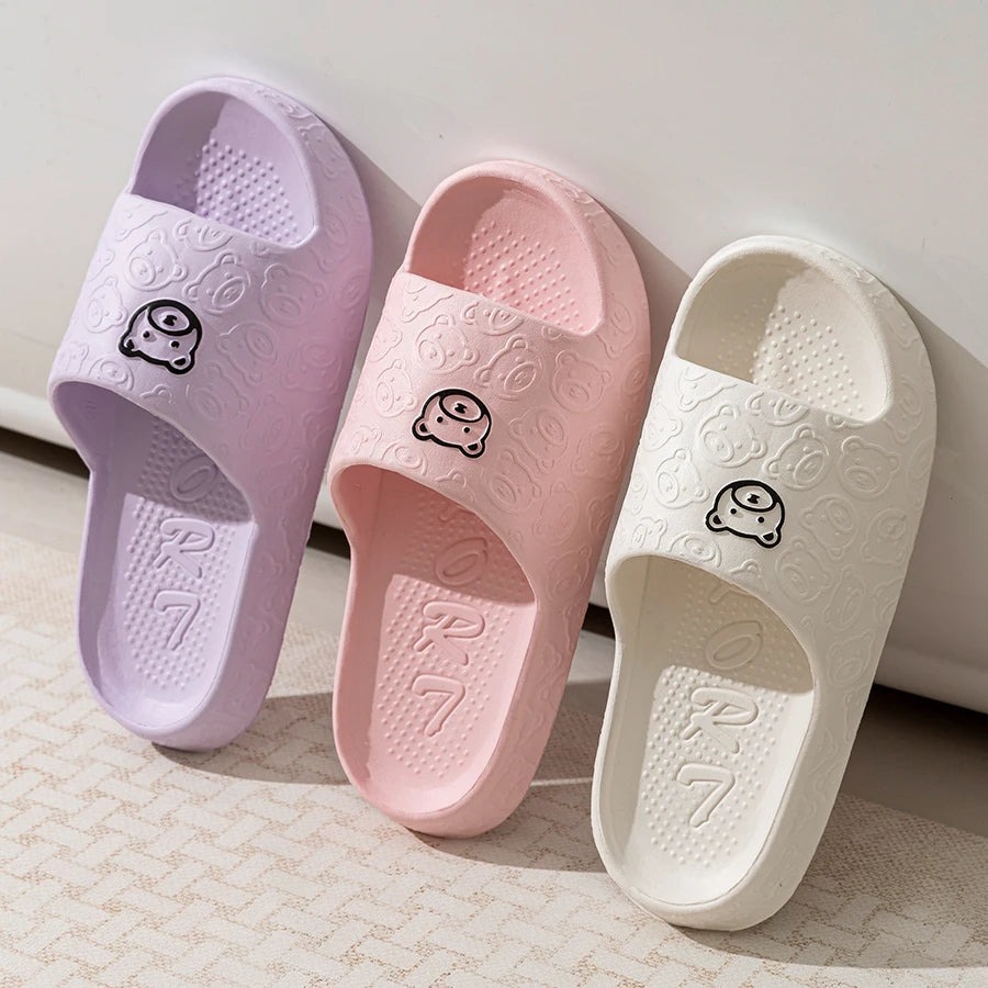 Women's Slippers Printting Cute Bear Cartoon Sandals Summer Indoor Soft Wear-resistant Anti-slip Lightness Couple Leisure Shoes